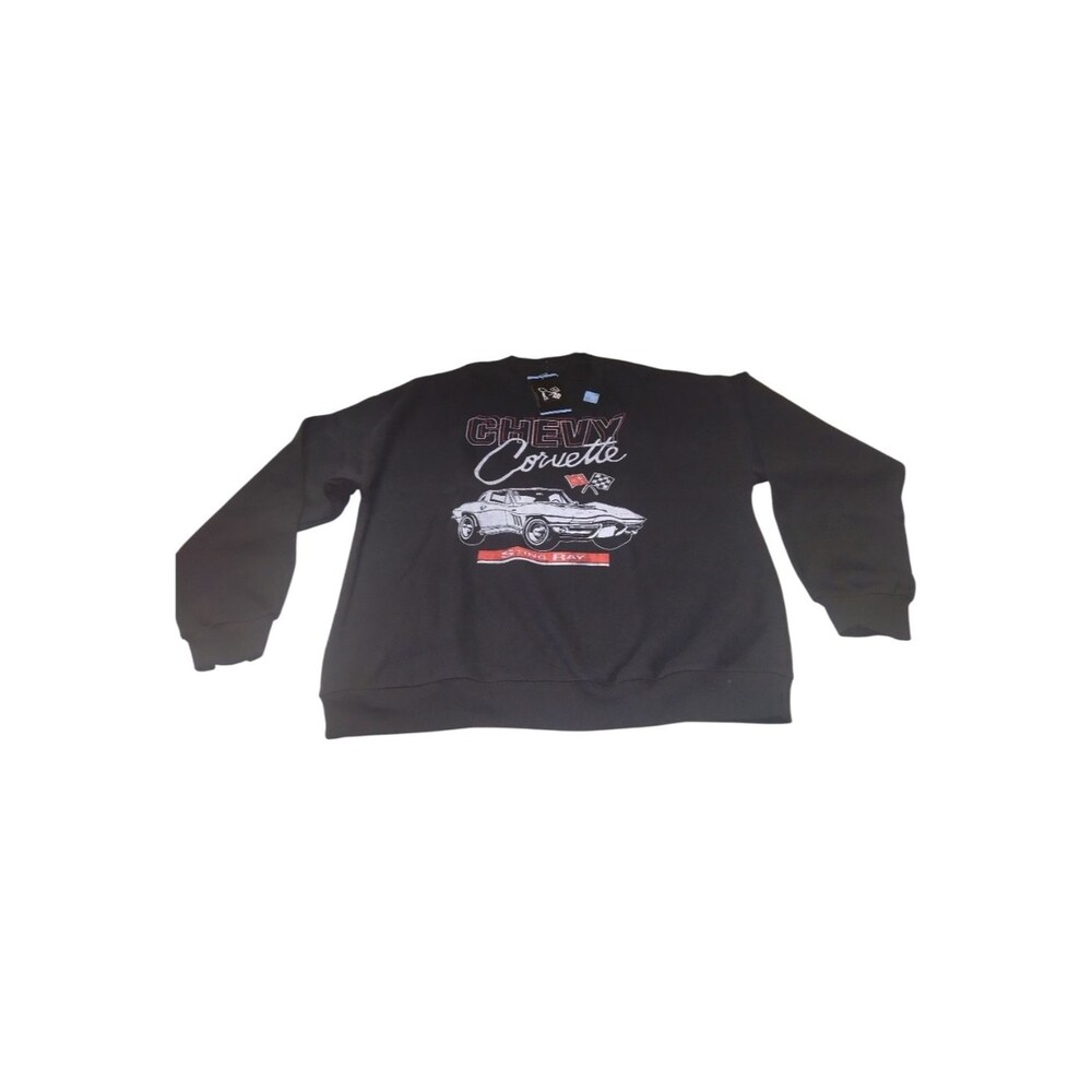Chevy Corvette Women's Black Graphic Crewneck Sweatshirt New Size Large